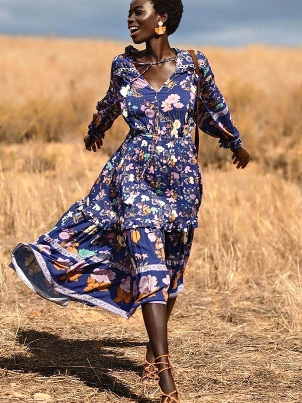 Spell & The Gypsy Collective Hendrix Wild Bloom Tunic Dress Navy